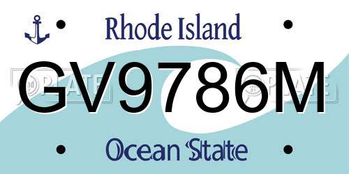 GV9786M Rhode Island License Plate