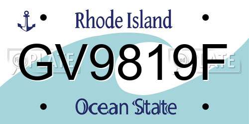 GV9819F Rhode Island License Plate