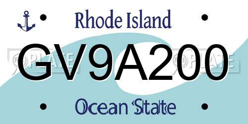 GV9A200 Rhode Island License Plate