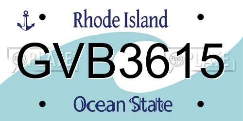 GVB3615 Rhode Island License Plate
