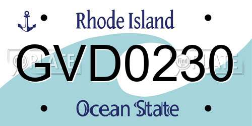 GVD0230 Rhode Island License Plate