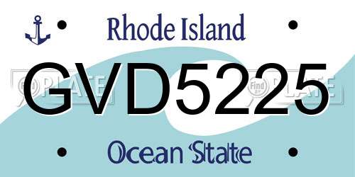 GVD5225 Rhode Island License Plate