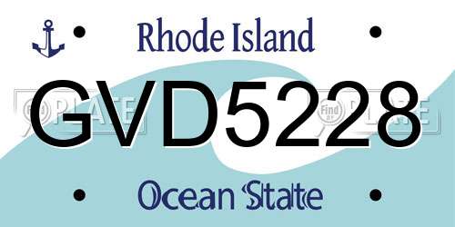 GVD5228 Rhode Island License Plate