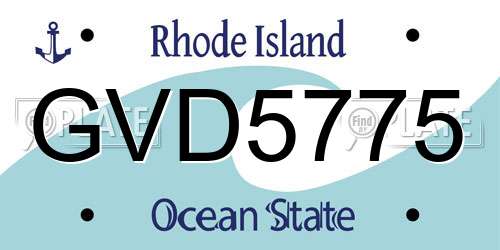 GVD5775 Rhode Island License Plate