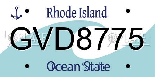 GVD8775 Rhode Island License Plate