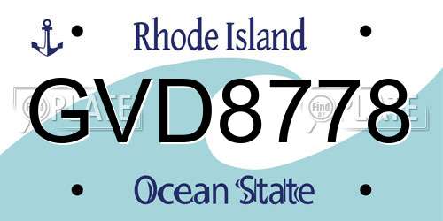 GVD8778 Rhode Island License Plate