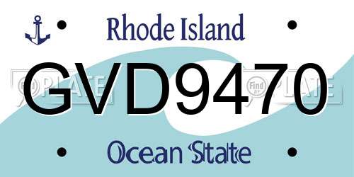 GVD9470 Rhode Island License Plate
