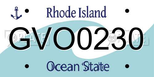 GVO0230 Rhode Island License Plate
