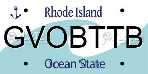 GVOBTTB Rhode Island License Plate