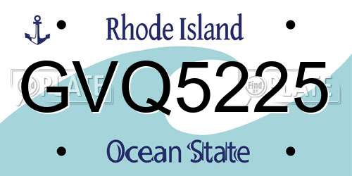 GVQ5225 Rhode Island License Plate