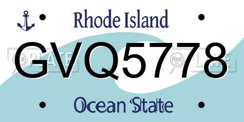 GVQ5778 Rhode Island License Plate