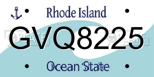 GVQ8225 Rhode Island License Plate