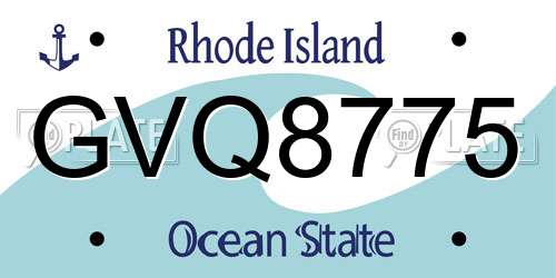 GVQ8775 Rhode Island License Plate