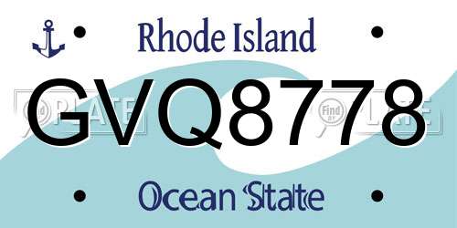 GVQ8778 Rhode Island License Plate