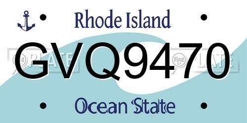 GVQ9470 Rhode Island License Plate