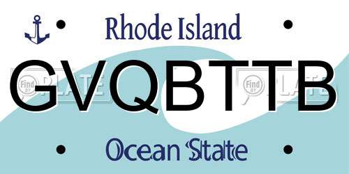GVQBTTB Rhode Island License Plate