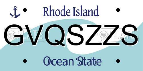 GVQSZZS Rhode Island License Plate
