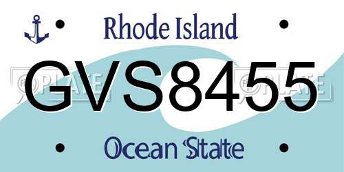 GVS8455 Rhode Island License Plate