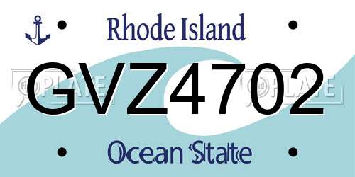 GVZ4702 Rhode Island License Plate