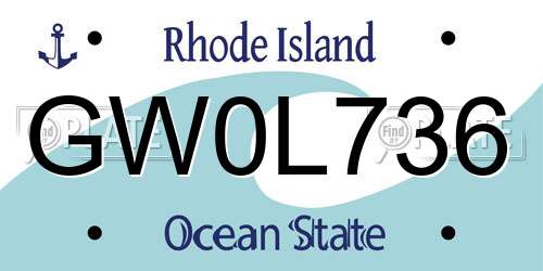 GW0L736 Rhode Island License Plate