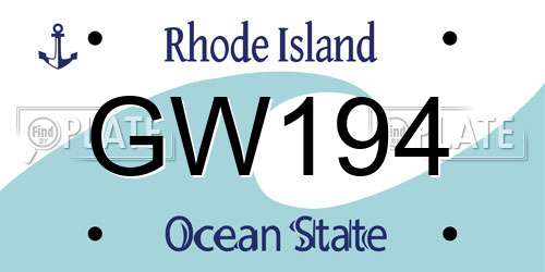 GW194 Rhode Island License Plate