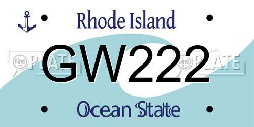 GW222 Rhode Island License Plate