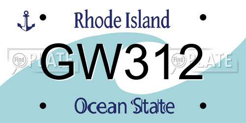 GW312 Rhode Island License Plate