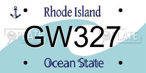 GW327 Rhode Island License Plate