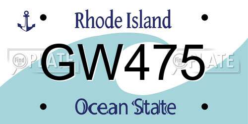 GW475 Rhode Island License Plate