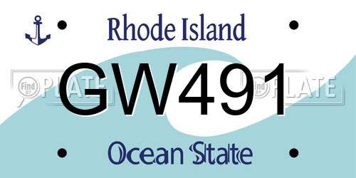 GW491 Rhode Island License Plate