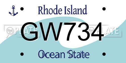GW734 Rhode Island License Plate