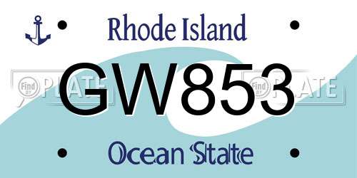 GW853 Rhode Island License Plate
