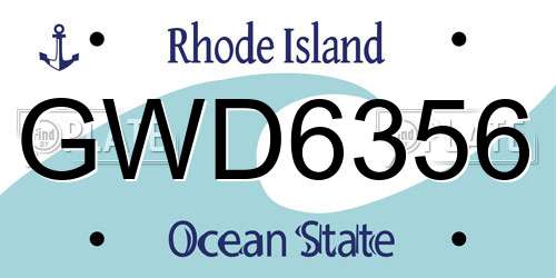 GWD6356 Rhode Island License Plate