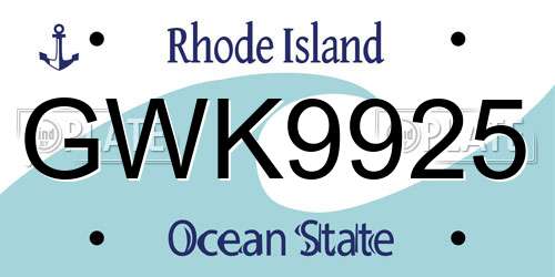GWK9925 Rhode Island License Plate