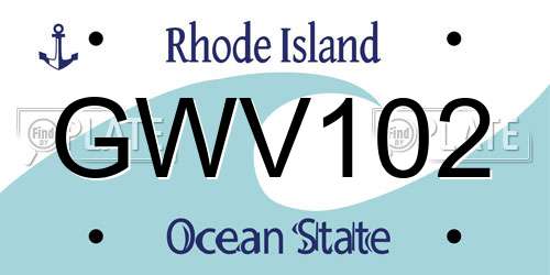 GWV102 Rhode Island License Plate