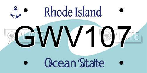 GWV107 Rhode Island License Plate