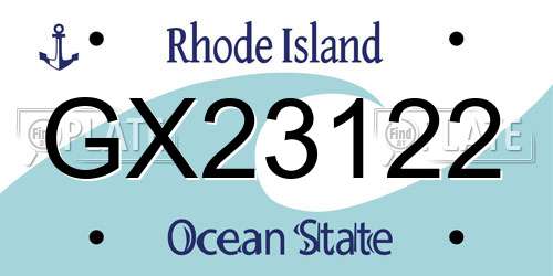 GX23122 Rhode Island License Plate