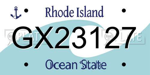 GX23127 Rhode Island License Plate