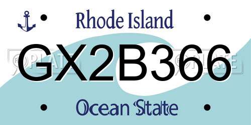 GX2B366 Rhode Island License Plate