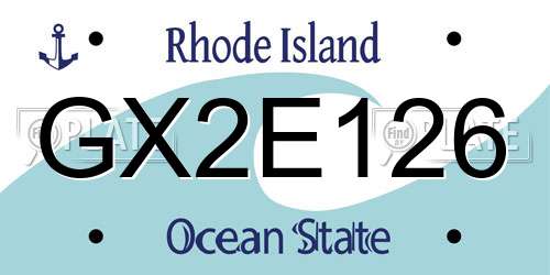 GX2E126 Rhode Island License Plate