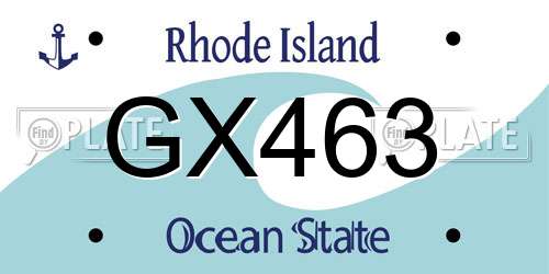 GX463 Rhode Island License Plate