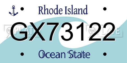 GX73122 Rhode Island License Plate