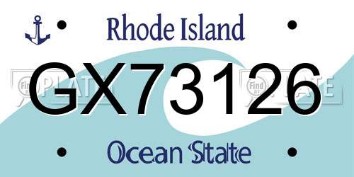 GX73126 Rhode Island License Plate
