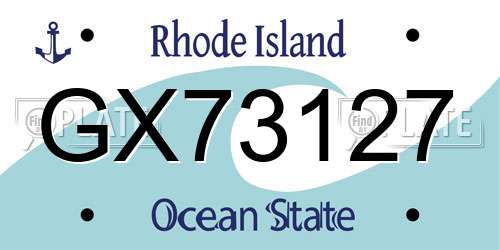 GX73127 Rhode Island License Plate