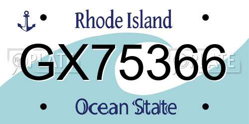 GX75366 Rhode Island License Plate