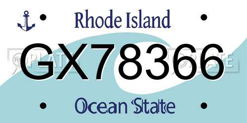 GX78366 Rhode Island License Plate