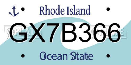 GX7B366 Rhode Island License Plate