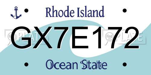 GX7E172 Rhode Island License Plate