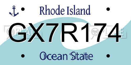 GX7R174 Rhode Island License Plate