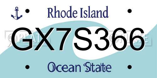 GX7S366 Rhode Island License Plate